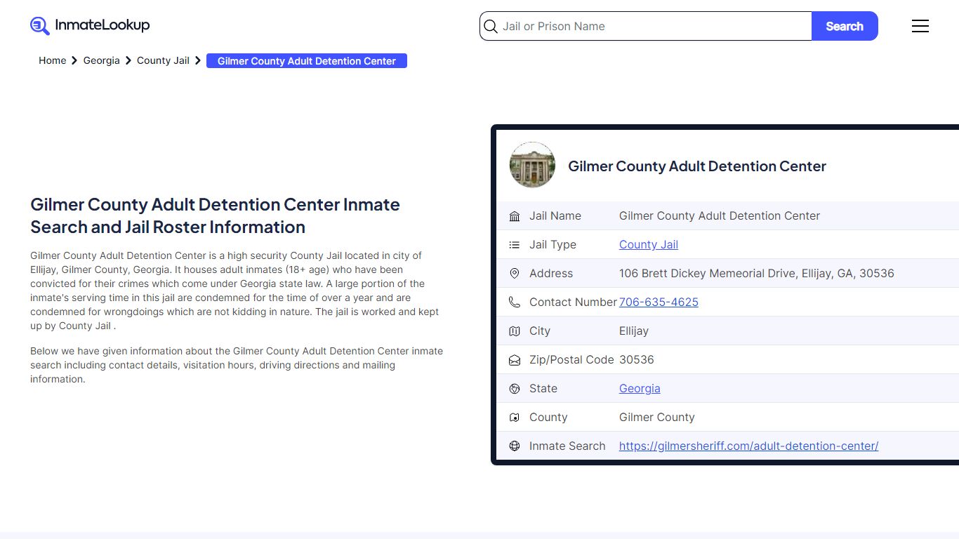 Gilmer County Adult Detention Center Inmate Search and Jail Roster ...